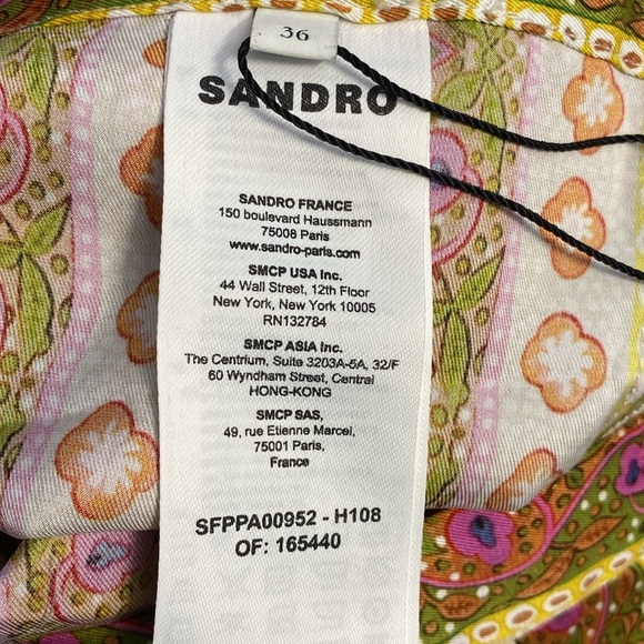 Sandro Printed Twill Straight-Leg Pants Wide leg Floral Design Trouser EU36 US4 - Picture 11 of 13